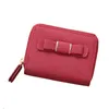 Wallets Women Short Bow Decoration Zipper Female Cute Coin Purses Ladies Solid Color Mini Card Holder Clutch Bag