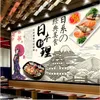 Wallpapers Hand-painted Cartoon Japanese Beauty Sushi Catering Theme Background Wallpaper Restaurant Industrial Decor Mural Wall Paper 3D