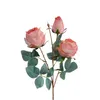 New Product Ideas 3 Heads Roses Single Stem Artificial Austin Silk Rose Flowers Artificial Plant Roses Home Decoration Wedding Living Room Valentine's Day