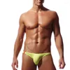 Underpants Men's Sexy Low Waist Bikini Briefs Elasticity Solid Underwear Hip Lift Thongs Big Pouch U Convex G-String Swim