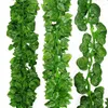 Decorative Flowers 2.2M Artificial Plant Green Ivy Leaf Garland Silk Wall Hanging Vine Home Garden Decoration Wedding Party DIY Fake Wreath