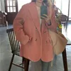 Damespakken UNXX Herfst Winter Gewatteerde Corduroy Blazers Damesmode Vintage Roze Blazer Vrouwelijke Koreaanse Casual Los Jasje Chic