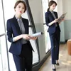Women's Two Piece Pants 9928 Black Suit Set Business Wear Interview Formal Autumn And Winter Fashion Elegant Coat Overalls