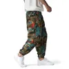 Herrbyxor mode traditionell nation tryck bomullslinne joggar byxor män hip hop harem byxor mens hippie casual streetwear sweatpants 230404