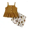 Kleidung Sets Kind Mädchen Sommer Kleidung Set Ärmellose Blumen Druck Tank Top Shorts Säugling Kleinkind Outfit 2023 Geboren Baumwolle Kinder 2 stücke