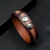 Charm Bilezikler 18mm genişliğinde sargılı üç renkli düz deri deri punk erkek bilezik takı geometrik basit moda pulsera hombre