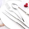Dinnerware Sets Mirror Gold 6Pcs Knife Steak Set Stainless Steel Cutlery Restaurant Silverware Western Drop