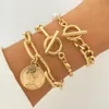 Frauen Böhmischen mehrschichtigen Armband Set Ethnischen Stil Kreative Einfache Kette Geometrische Charm Armband Set Mode Schmuck