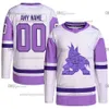 Hockey Fights Cancer Custom Jersey Trevor Zegras Clayton Keller Brad Marchand Tage Thompson Sebastian Aho Cale Makar Jamie Benn Connor McDavid Kevin Fiala Jerseys