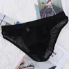 Underpants Sexy Men Briefs Satin Oli Shiny Thong Ultra-thin Mesh Perspective Panties Low Waist Breathable Bikini Sissy Lingerie