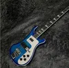 Ricken 4003 Electric Guitar, Bass Guitar, Transparent Blue Color, Basswood Body, Rosewood Fretboard, 4Strings Guitarra