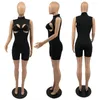 Kvinnors träningsdräkter sexiga BH Cut Out PlaySuit Set Women Nightclub Party Wear Summer Sleeveless Turtleneck Rompers 2 Pieces Outfits 2023