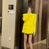 女性のスーツUNXX 2023春秋の女性フォーマルブレザーレディース女性黄色い長袖ダブル胸肉ウェアジャケットコートオフィスレディ