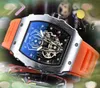 2023 populaire célèbre quartz automatique mouvement montres hommes président mâle cadeaux ensemble tarière designer horloge en caoutchouc silicone ceinture montre-bracelet affaires décontracté bracelet