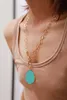 Pendant Necklaces Delicate Women Chunky Chain Natural Stones Turquoises Teardrop Necklace Rosary Luxury Jewelry BijouxPendant