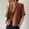 Women's Suits 2023 Fashion Short-sleeved Suit Jacket Women Summer Thin Blazers Short Coat Lady Solid Single-breasted Casual Tops Small