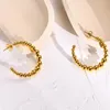 Boucles d'oreilles créoles perles minimalistes Hopp pour femmes bijoux PVD couleur or plaqué acier inoxydable rond oreille Clip accessoire son cadeau