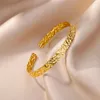 Brazalete de acero inoxidable para Mujer y hombre, pulsera chapada en oro con apertura de lujo, joyería estética Vintage, Pulseras para Mujer