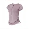 Maglietta da yoga da donna traspirante abbigliamento sportivo maglietta da palestra da donna magliette ad asciugatura rapida magliette da fitness con motivo geometrico abbigliamento sportivo ad alta elasticità