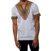 Ubranie etniczne Summer African Men T-shirty Dashiki Africa Top Print Rich Bazin Casual Short Sleeve T Shirt Man Folk Streetwear