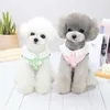 犬用の犬のアパレルペット服春と夏のドレスプリントデニムベールキャット衣類ジャンハーネススカートピンクブルーグリーン