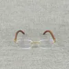 Luxe ontwerper voor dames Natural Wood Square Clear Buffalo Horn Overtize Rimless Loadglasses frame voor mannen die optische ovale oculos glazen kajia lezen