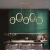 Pendant Lamps Copper Modern Led Chandelier For Living Room Dining Kitchen Decoration Gold Lamp Circle Ring Ceiling Hanging Lights