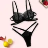 Thongs v-sträng trosor transparent bh set underkläder set blommig spets braltet sommar sexiga uppsättningar damer trosor underkläder 210820311b