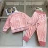 Marque enfants survêtements belle rose velours matériel bébé vêtements garçon veste costume taille 110-160 fermeture éclair manteau et pantalon Nov05