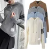 Herr- och kvinnors fyrpoliga slipsfärgade sömmar hoodie TB Loose Fashion Korean långärmad tröja Autumn and Winter New Style