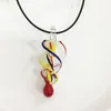 Pendentif Colliers 1set Vente Bijoux Perles Lampwork Verre Murano Perle Collier Noir Pour Femmes Sterling Swirl Jaune Article De Mode