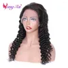 Yuyongtai Brazilian Deep Wave Lace Front Human Hair Wigs For Women PrePlucked Remy 150 Density Medium Ratio HD Frontal Wig