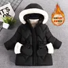 Down Coat Winter Girls Jacket Send Gloves Thick Warm Princess Fur Collar Hooded Zipper Outerwear Kids Cotton-Padded Parka Snowsuit