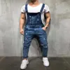 Mode Herren Zerrissene Jeans Overalls Loch Denim Latzhose Für Mann Designer Bike Jean 193g