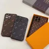 Lyxtelefonfodral iPhone 15 14 11 12 Pro Max 13 Mini Designer Pu Leather Case 7 8 Plus XR XS XSmax Fashion Floral Cover Print