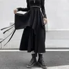 Kjolar tannt kvinnor kjol asymmetri lapptäcke svart länge för oregelbunden avslappnad hög midja 2023 mode