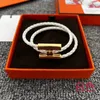 New designed Double circles women's bracelet 18K Titanium Steel Letter Buckle Classic Leather Rope Bracelet Designer Jewelry 548754HH