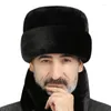 Berets Classic Imitation Leifeng Bomber Hats Winter Cold Protection Dad Cap Large Head Circumference Warm Leather For Men