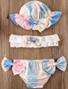 pasgeboren baby meisje bloemen off-shoulder strapless tops badmode badpak bikini shorts badpak met hoed beachwear2477276