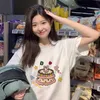 남성 Tshirts Ader Tshirt 여름 케이크 타월 자수 알파벳 커플 틈새 상단 및 여성 캐주얼 느슨한 INS 230404