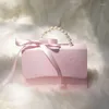 Cadeauverpakking 50 stks/partijen doos roze snoep met handvatten papieren zakken voor geschenken babyshower jongen meisjes feestset bruiloftsbenodigdheden