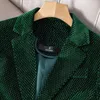 Costumes pour femmes 2023 automne hiver dames professionnel bureau revers costume veste décontracté femmes travail lâche velours côtelé vert manteau Blazer