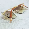 2023 Designer Glasögon Modell Big Square Women Metal Sun Rimless Wire Hip Hop Stylish Sunglass Shades Eyewear For Men Puas Solglasögon