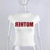 T-Shirt da donna Backless Manica corta Bianco Y2K vestiti Crop Top Donna estetica T-shirt estive Lettera sexy Goth Fata grunge Cut Out emo 230404