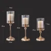 3pcs/set Retro Metal Candle Holders Creative Glass Candlestick Crafts Wedding Holiday Party Supplies Candelabrum Home Decoration Ornaments NEW