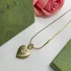 Luxury Brand Designer Double Letter Pendant Necklaces 18K Gold Plated heart-shaped Sweater Newklace Chain for Women Jewerlry Accessories GN-082