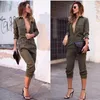 Kvinnors jumpsuits rompers damer sexiga vintage romper långa byxor kvinnor smal bodycon jumpsuit långärmad armé grön solid casual lastbyxor 230404