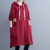 Casual Dresses Plus Size Women's Autumn Age-reducing Letter Sweater Loose Hooded Long-sleeved Dress