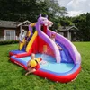 Toboágua inflável com soprador, casa de brinquedo para crianças, quintal interno ou externo, diversão, castelo de salto, parque temático hipopótamo, piscina para brinquedos de spray úmido e seco, jardim