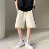 Men's Shorts Summer Trend Personality Street Y2k Retro Stitching Embroidery Floral Craft Loose Cotton Five-point Beach Casual